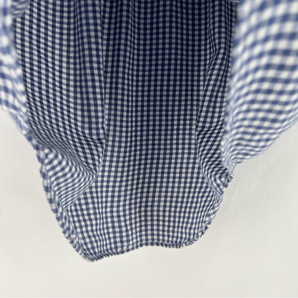 Levi's Blue Gingham Checkered Boxy Cap Sleeve Mandarin Collar Top Size L - Picture 6 of 11